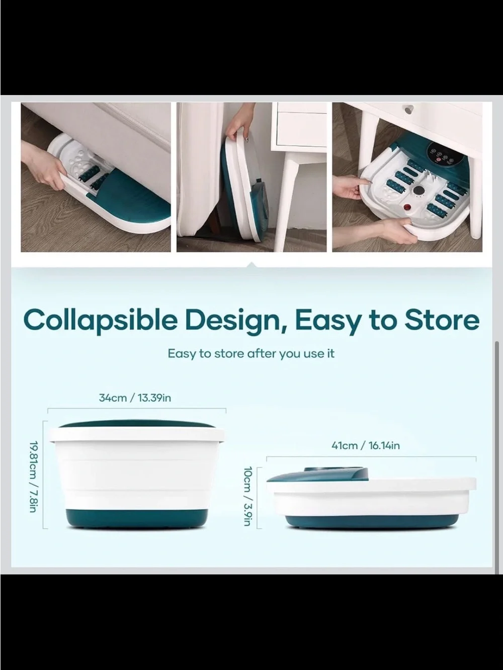 CURECURE Collapsible Foot Spa Massager - Heat, Bubbles & Timer - New in Box